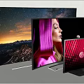 LG Curved OLED TVs Display Starry Sky Mountain Portrait And Red Background