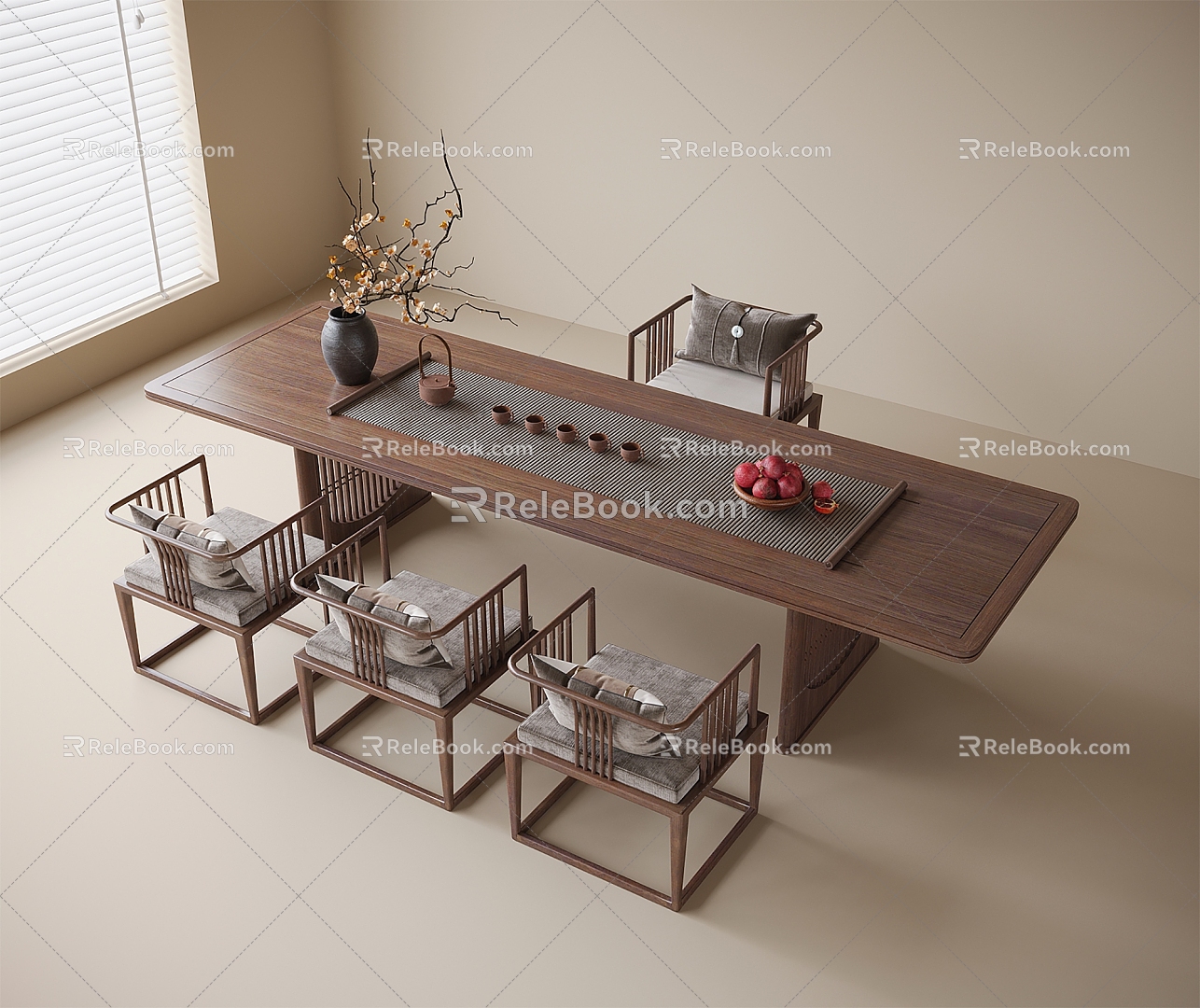 Modern Tea Table and Chair Combination Tea Set 3d model