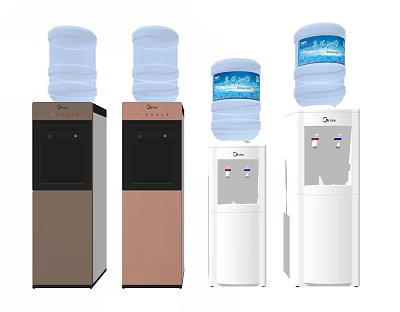 Home Water Dispensers With Various Designs And Water Bottles For Daily Use 3d model