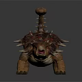 Fierce Spiked Dinosaur With Red Orange Skin Curled Tail And Open Mouth