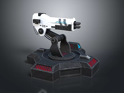 Sci Fi Mechanical Arm Device With Black Base And Colored Indicators 3d model