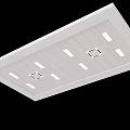 Contemporary White Ceiling Featuring Grid Design Square Vents and Rectangular Light Fixtures