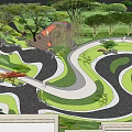 Lush Garden Landscape Design With Winding Paths Green Lawns And Diverse Trees