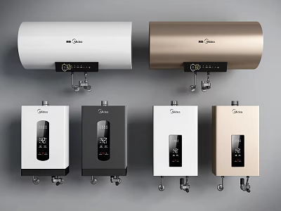 Midea Home Electric Water Heaters With Instant Models In Various Colors 3d model