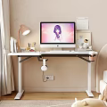 Modern White Home Office Desk With Computer Monitor Desk Lamp Books And Chair