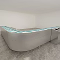 Industrial Equipment With Stainless Steel Curved Countertop Blue Surface And Multiple Indoor Workstation Units