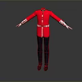 Red Military Style Uniform Mannequin With Golden Trims Black Trousers And White Gloves