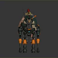 Futuristic Mechanical Camel With Rider In Red Hat Green Orange Design