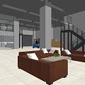 Modern Company Reception Area With BPO Logo Marble Counter And Office Furniture
