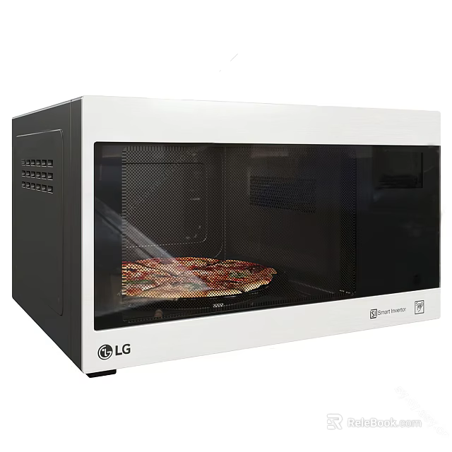 LG Smart Inverter Microwave Oven Cooking Delicious Pizza In Modern Kitchen Appliance 3d model 