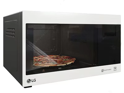 LG Smart Inverter Microwave Oven Cooking Delicious Pizza In Modern Kitchen Appliance 3d model