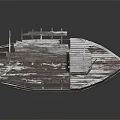 Old Weathered Wooden Boat With Small Deck For Water Transport
