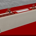 Traditional Photo Check In Spot With Red Carpet Long Table Beige Tablecloth And Decorations