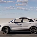 White SUV With Modern Exterior Design And Black Wheels On Road