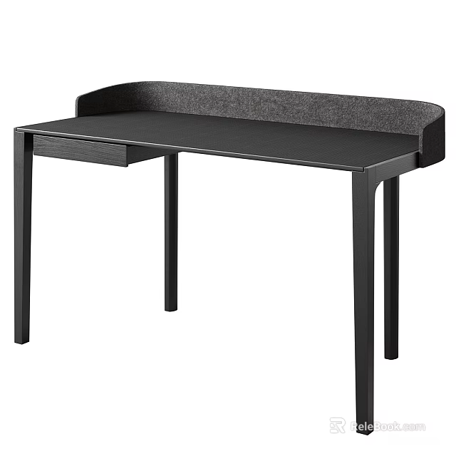 Modern Black Desk With Single Drawer And Sleek Minimalist Design Structure 3d model 
