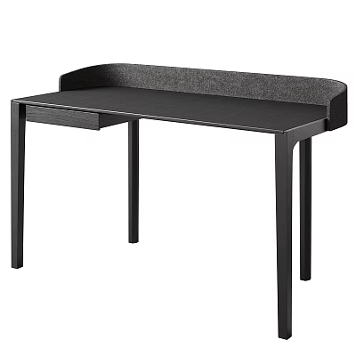 Modern Black Desk With Single Drawer And Sleek Minimalist Design Structure 3d model