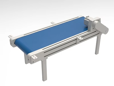 Industrial Conveyor Equipment With Blue Belt Metal Frame And Support Legs 3d model