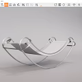 Modern Leisure Chair With Curved Metal Frame And Light Fabric Seat Design