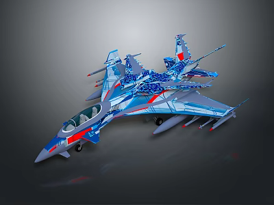Cosmic Aerospace Model With Blue Red Color And Detailed Design Features 3d model