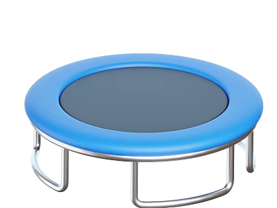Round Blue Trampoline with Sturdy Metal Frame for Kids Outdoor Playground Fun 3d model