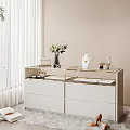 White Display Shelf with Jewelry Vase and Books in Natural Light Room