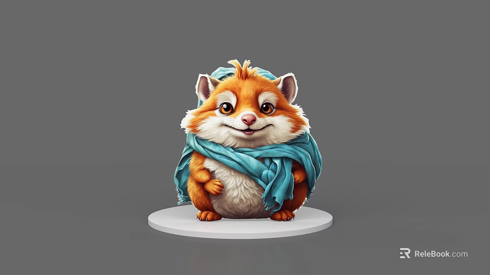 Cute Reptile Character Wearing Blue Scarf On White Base With Smiling Expression 3d model 
