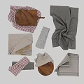 Gray Linen Table Linens With Wooden Cutting Board And Utensils Dinnerware Set For Kitchen