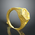 Exquisite Gold Ring With Intricate Engraved Patterns And Elegant Design Details 3d model