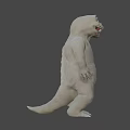 White Cartoon Character With Big Eyes Open Mouth And Short Legs Standing