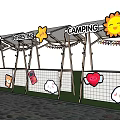 Camping Site With Bamboo Shelter Sun Star Bee Cloud Heart Decorations And Pebble Path