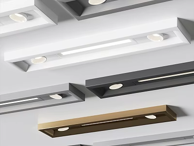 Modern Ceiling Downlights and Spotlights in White Black Gold Strip Styles 3d model