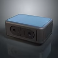 Computer External Device Rectangular Dark Gray With Light Blue Top And Ports