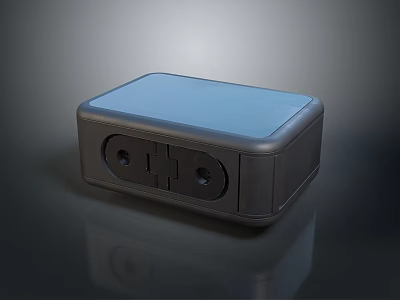 Computer External Device Rectangular Dark Gray With Light Blue Top And Ports 3d model