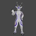 Game and Movie Deer Character With Antlers White Purple Fur Waving Hand