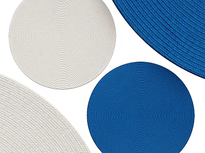Woven Square Rug With White And Blue Colors For Living Room Decoration 3d model
