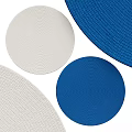 Woven Square Rug With White And Blue Colors For Living Room Decoration