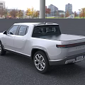 Silver Electric Pickup Truck With Modern Exterior Design