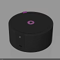 Round Smart Electronic Speaker With Dark Gray Grill And Pink Top Accent
