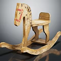 Handcrafted Wooden Building Blocks Creatively Assembled Into Classic Rocking Horse Toy For Kids