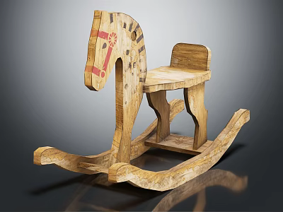 Handcrafted Wooden Building Blocks Creatively Assembled Into Classic Rocking Horse Toy For Kids 3d model