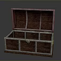 Durable Open Wooden Storage Chest With Metal Borders For Home Use