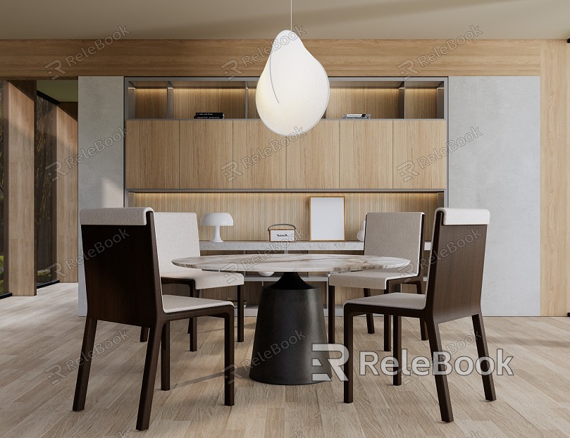 Modern dining table and chair combination model