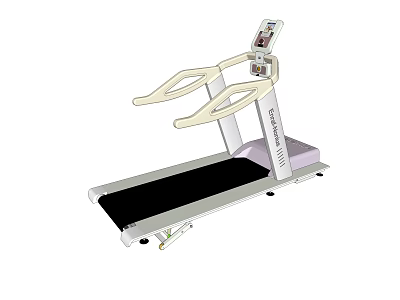 Modern Treadmill Fitness Equipment With Digital Display And Handrails For Home Gym 3d model
