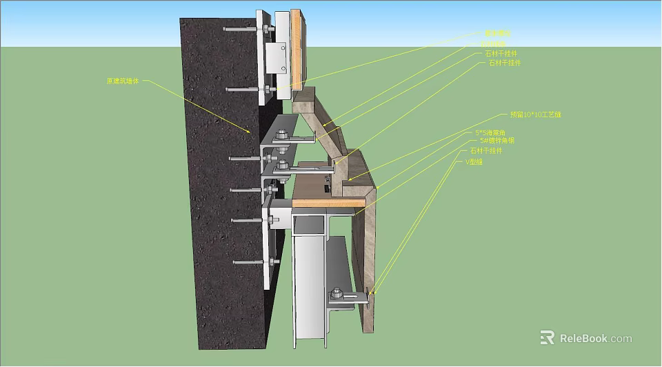 Detailed Building Components Wall Structure With Insulation Layer Steel Studs And Facade Panels 3d model