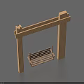Outdoor Wooden Swing Play Equipment With Sturdy Supporting Frame And Wooden Blocks