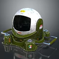 Futuristic Sci Fi Helmet With Green White Design Transparent Visor And Mechanical Details