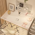 Log wind table mat office desk and chair combination 3d model