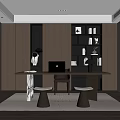 Modern Study Room Interior Design With Wooden Desk Laptop Built In Bookshelves And Chair