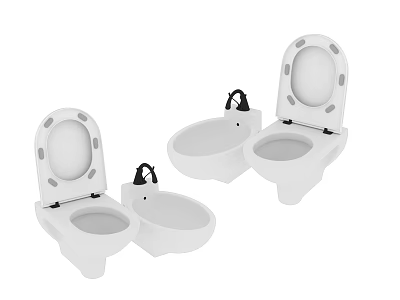 Modern White Toilet Collection With Three Different Design Styles For Bathroom 3d model