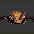 Vibrant Game Cinematic Character with Fox Ears Orange Hair Red Brown Outfit Holding Weapon